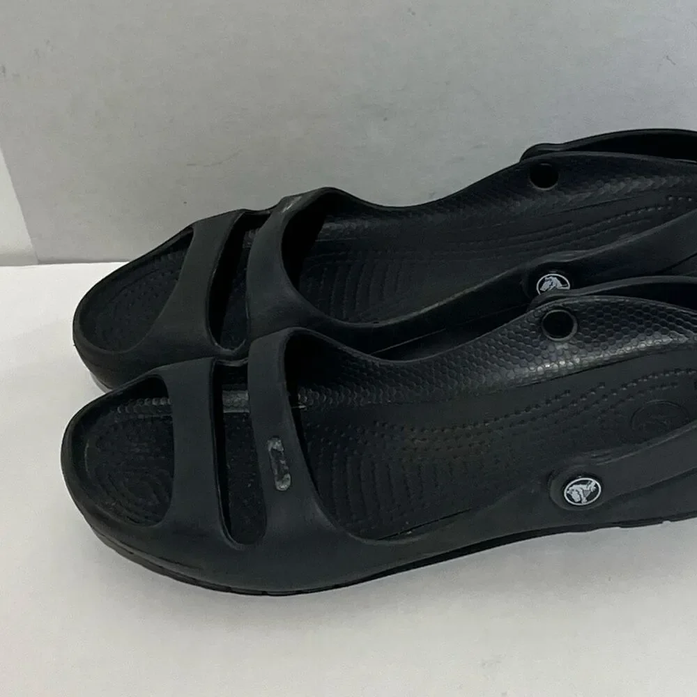 Crocs Cleo II‎ Double Strap Adjustable Sandals Black Womens Size 4 Slides